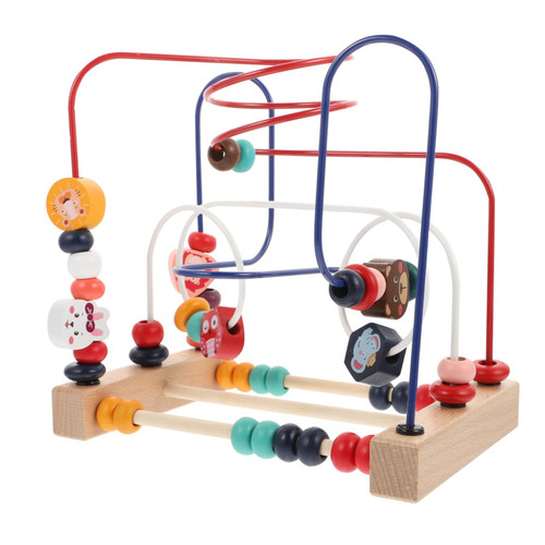 Abaodam 1pc Bead Toy Toddler Toy Roller Coaster Game Abacus Beads Circle Toys Around Beads Toy Montessori Toys Kids Educational Toys Sliding Beads Blocks Animal Child Wooden
