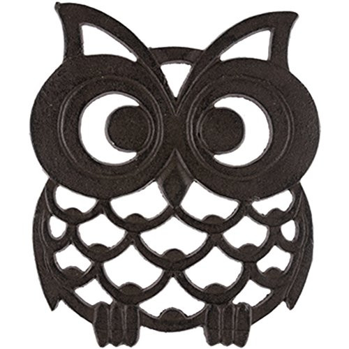 Rustic Cast Iron Metal Kitchen Trivet or Home Wall Decor (Owl)