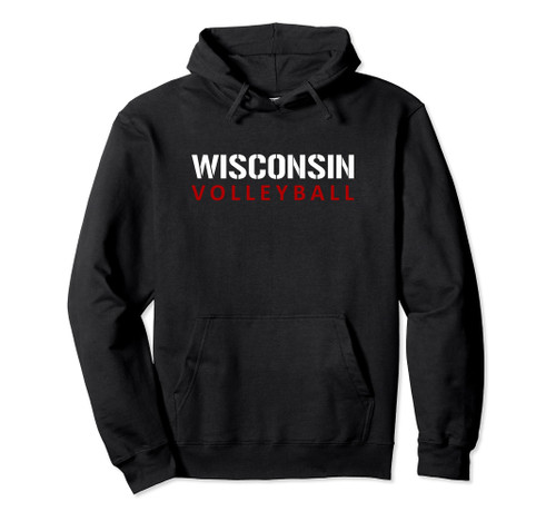 Wisconsin Volleyball Block Style Pullover Hoodie