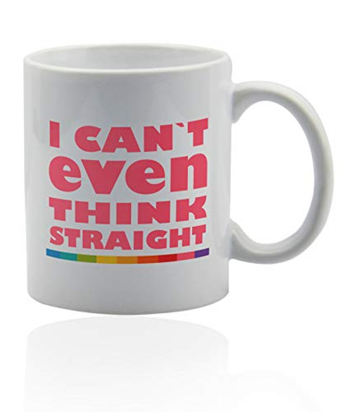 Gay mug 11 oz. white ceramic cup. I cant think straight gay pride gifts.