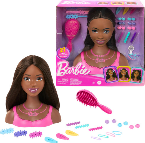Barbie Doll Styling Head, Brown Hair with 20 Colorful Accessories, Doll Head for Hair Styling Barbie Doll Styling Head, Brown Hair with 20 Colorful Accessories, Doll Head for Hair Styling