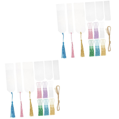 Operitacx 2 Sets Blank Bookmark Bookmarks Acrylic Bookmark with Tassel Tassels Book Marks Blank Page Marker Tassels Bookmark Tassels Page Marker Blank Acrylic Bookmark Acrylic Marker Gift
