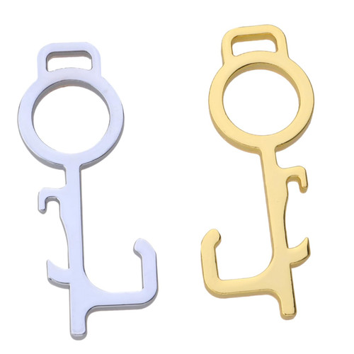 Angoily 2pcs Elevator Handle Clip Door Handheld Contactless Button Tool Multipurpose Tool Press Elevator Button Tool EDC Multi-Tool EDC Keychain Tool Multitools Stainless Steel Key Chain