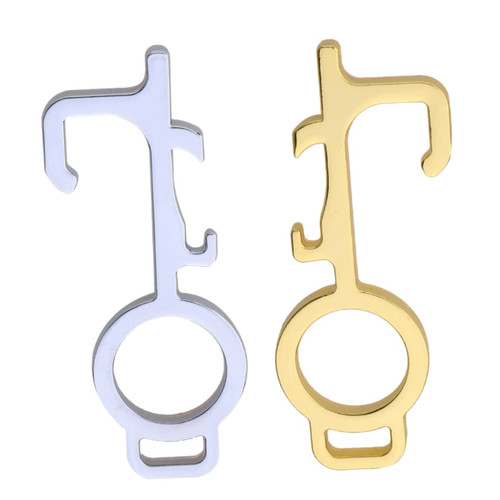 OSALADI 2pcs EDC Keychain Tool Contactless Button Tool Multitools No Touch Handheld EDC Multi-Tool Door Press Elevator Button Tool Multipurpose Tool Hook Tool Stainless Steel Key Chain