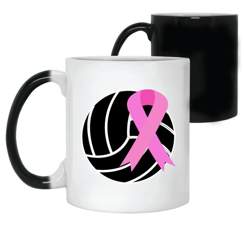 Breast Cancer Pink Ribbon Breast Cancer Awareness Volleyball 11oz 15oz Color Changing Mug Breast Cancer Pink Ribbon Breast Cancer Awareness Volleyball 11oz 15oz Color Changing Mug