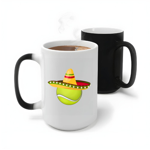 Sombrero Tennis Ball Tennis Player Sports Lovers 11oz 15oz Color Changing Mug Sombrero Tennis Ball Tennis Player Sports Lovers 11oz 15oz Color Changing Mug