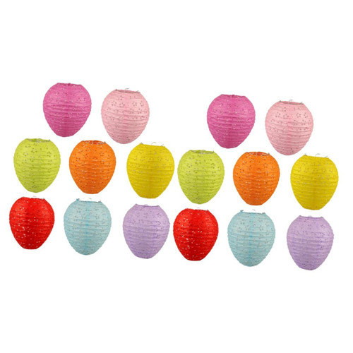 16 Pcs Hollow Lantern Decorative Party Paper Lanterns Decorative Paper Lanterns Garden Hanging Lanterns Egg Shape Paper Lantern Lanterns for Wedding Falling Paper Portable