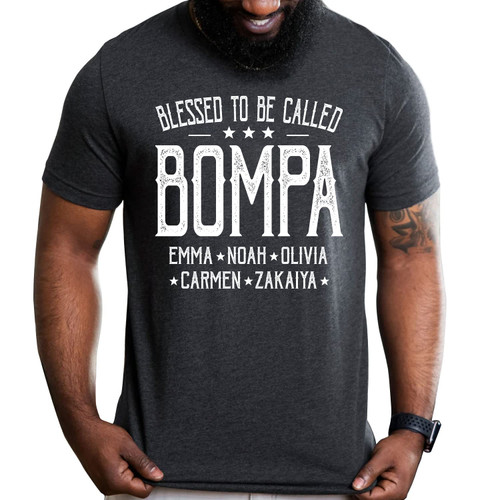 GRS Helmets Blessed to Be Called Bompa Personalized Shirt, Personalized Fathers Day Shirt,Custom Bompa Shirts with Grandkids Names