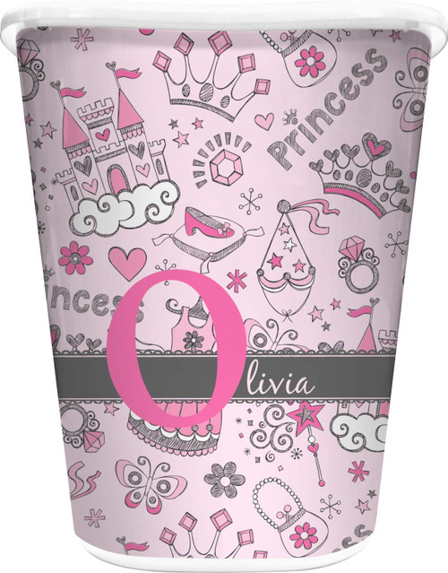 RNK Shops Personalized Princess Waste Basket - Double Sided (White)