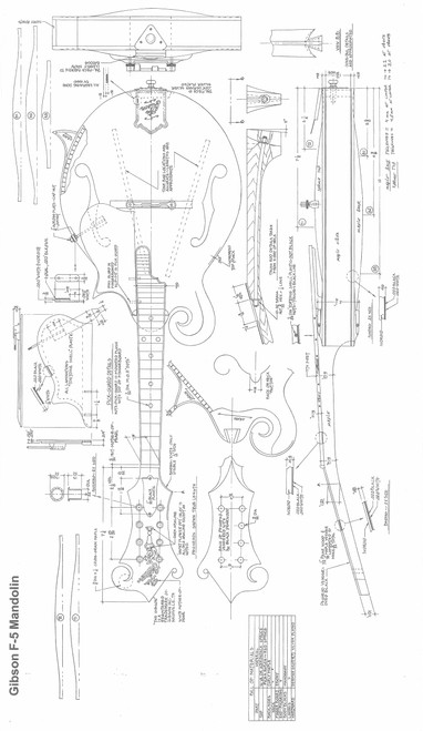 F-5 Style Mandolin Plans - Full Scale Design Drawings - Technical - actual size