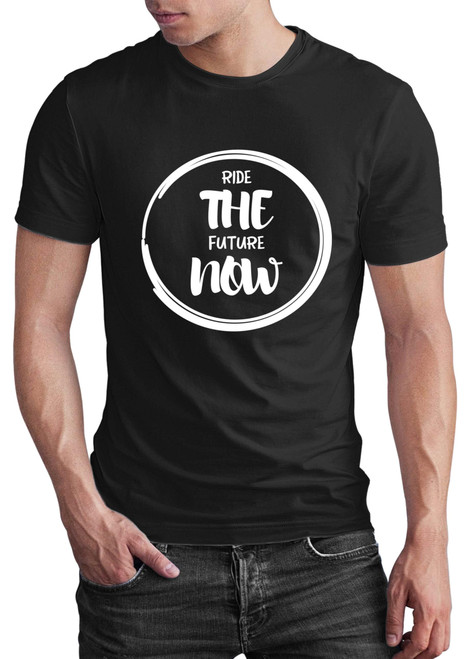 Futuristic Skateboarding Fan's Gift, Ideal for Sister's Birthday - Futuristic Girl Flying Board Quote on Men Women Multi Size Black T-shirt