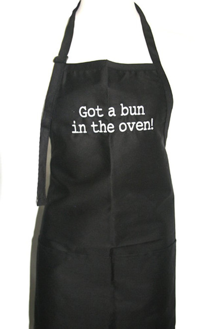 KNBC Graphics Black Embroidered Apron Got a Bun in the Oven