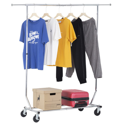 PayLessHere Clothing Rack Commercial Clothes Garment Rack Heavy Duty Clothing Racks for Hanging Clothes with Wheels Extensible, Capacity 135 lbs, Chrome PayLessHere Clothing Rack Commercial Clothes Garment Rack Heavy Duty Clothing Racks for Hanging Clothes with Wheels Extensible, Capacity 135 lbs, Chrome