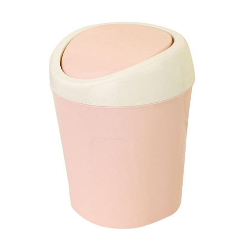 HERCHR Mini Trash Can, Desktop Trash Can with Swing Lid Tabletop Wastebasket Plastic Countertop Garbage Can Tiny Waste Garbage Bin for Home Office(Pink)