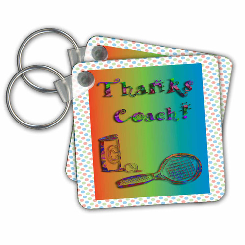 Key Chains Thank you to Tennis Coach Tennis Racket and Balls (kc-20167-3)