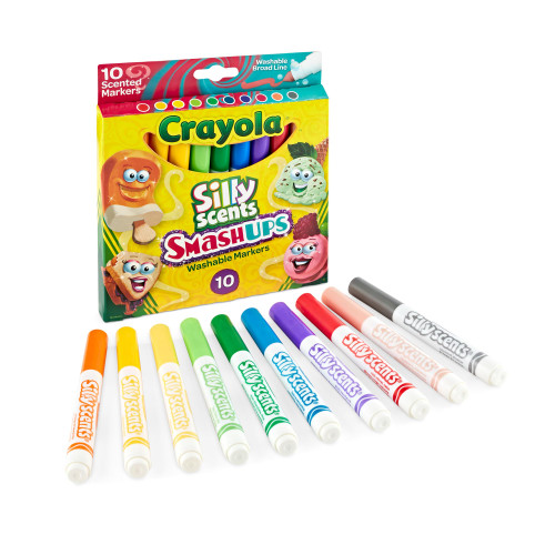 Crayola Silly Scents Slim Scented Washable Markers, Broad Point, Assorted Colors, Pack of 10 Markers, Mint,Red Crayola Silly Scents Slim Scented Washable Markers, Broad Point, Assorted Colors, Pack of 10 Markers, Mint,Red
