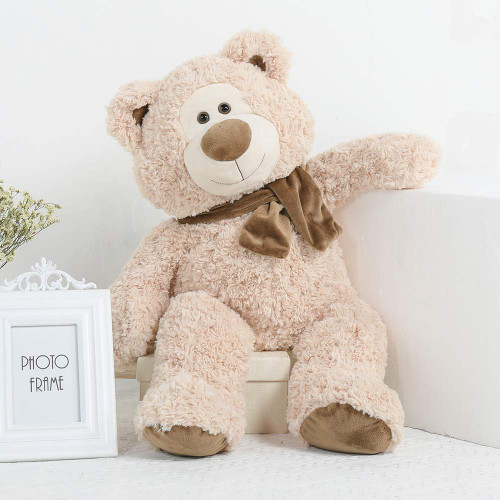 Tezituor 24" Beige Teddy Bear Stuffed Animals - Soft Hug Teddy Bear with Scarf - Plush Toy Gift for Kids, Girlfriend