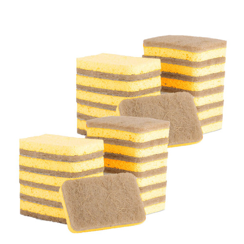 Natural Sponge,Sponges Kitchen,Sponges Made of Coconut Fiber&Wood Cellulose,Sponges for Cleaning Non-Scratch Odor Free Compostable,Reusable Dish Sponge for Washing Dishes (24 Pack)