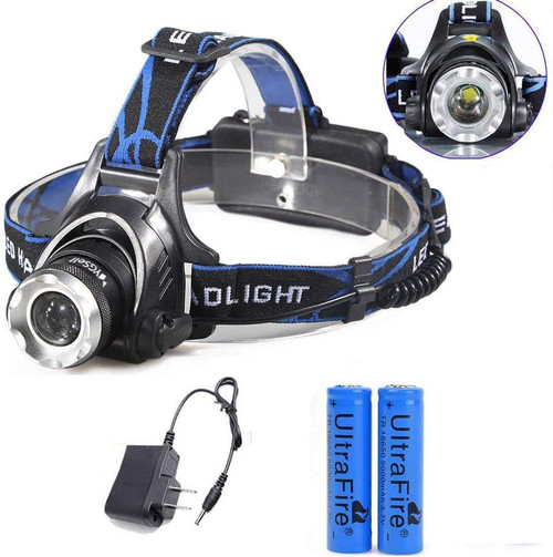 YGSell 20000 Lumen Headlamp Rechargeable 18650 Headlight XML T6 Zoomable Lights LED Head Light Adjustable Waterproof | 2 Batteries | Charger 4 Modes for Outdoor, Camping, Hiking, Hunting