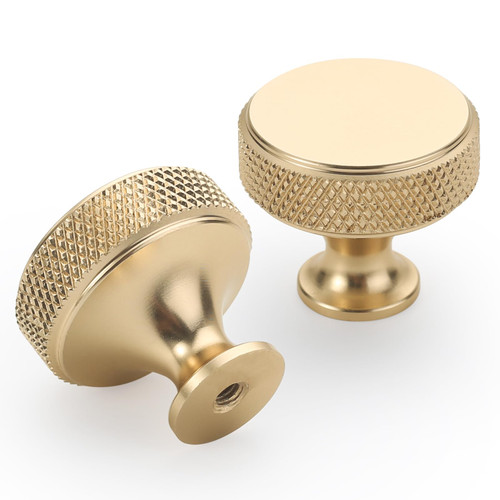 9BUILD 10 Pack 1.2 Inch Brushed Gold Cabinet Knobs Knurled Kitchen Cabinet Knobs Gold Drawer Knobs Round Dresser Knobs Kitchen Knobs for Cabinets Knobs for Cabinets and Drawers