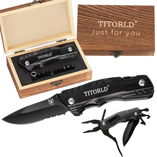 Pocket Knife Multitool, Gifts for Men Dad Him, Valentines Day Anniversary Birthday Gifts Idea for Him, Unique Camping Hunting Fishing Tools Gift for Husband, EDC Hiking Folding Knife with Wood Box Pocket Knife Multitool, Gifts for Men Dad Him, Valentines Day Anniversary Birthday Gifts Idea for Him, Unique Camping Hunting Fishing Tools Gift for Husband, EDC Hiking Folding Knife with Wood Box