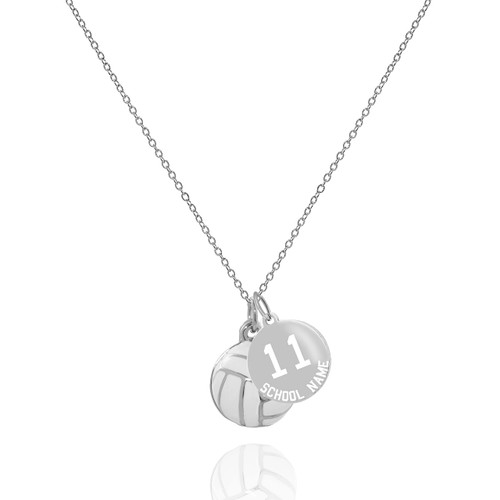Personalized Volleyball Necklace |Engrave Your Number, Name and Team (Silver Plated)