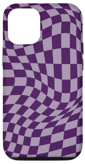 iPhone 14 Purple Wavy Checkered Checkerboard Aesthetic Warped Pattern Case