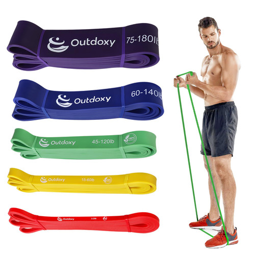 OUTDOXY Resistance Bands?Resistance Bands for Working Out, Exercise Bands, Workout Bands, Bands for Working Out, Exercise Bands Resistance Bands Set with Door Anchor, Natural Latex, Set of 5