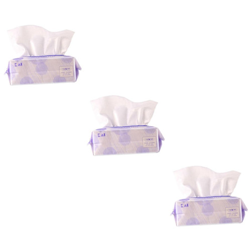DOITOOL 3 Packs 100pcs Wet Dry Facial Towel Disposable Face Towels for Women Face Cleasning Towel Facial Cleansing Tissue Cotton Facial Towels Face Wet Makeup Remover Purple