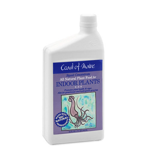 Coast of Maine 2-3-0 Squid Liquid Concentrate All Natural Plant Food for Indoor Plants, 32 fl oz