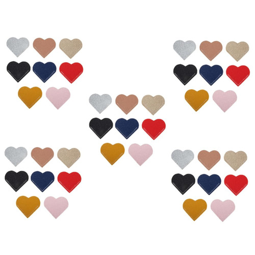 TEHAUX 40 Pcs Heart Leather Bookmark Reading Page Marker Leather Reading Page Corner Heart Page Marker Book Reading Leather Heart Bookmark Photo Gift PVC Leather Student Portable Folder