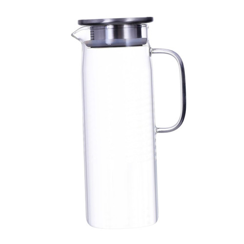 VOSAREA Glass Drink Pitcher 1 PC Glass Kettle Clear Container Clear Water Bottles Pitcher with Lid Glass Containers Cold Water Container Glass Juice Pot - Cold Water Kettle Milk Water Cup