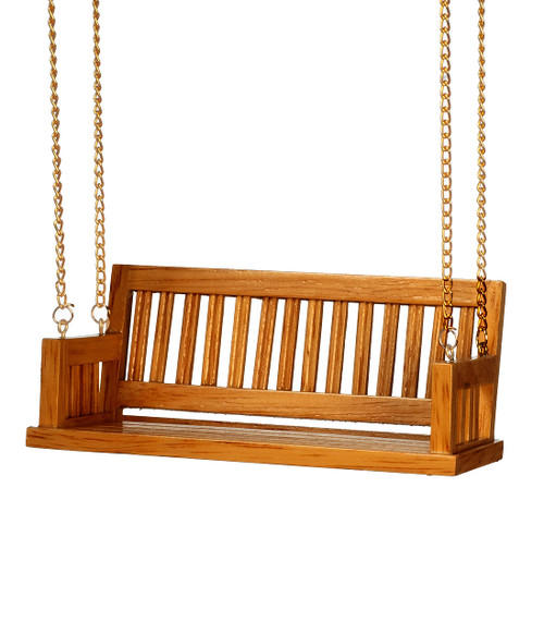 Melody Jane Dolls Houses Dollhouse Walnut Porch Swing with Chain Miniature Garden Furniture 1:12 Scale