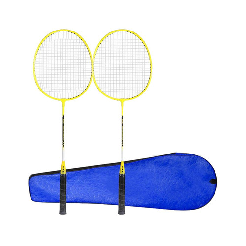 YIJU 2Pcs Badminton Rackets Set Badminton Shuttlecock Portable with Rackets Bag Badminton Racquets for Women Men Backyards Outdoor, Yellow