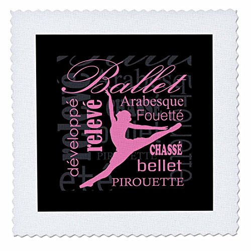 3D Rose Pink Silhouette of A Ballerina Dancing Square Quilt 8 x 8