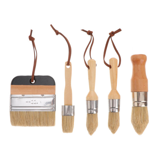 1 Painting Brush Pig Hair Paint Brush Chip Paint Brush Wood Bristle Paint Brush Furniture Brush Wooden Stencil Brush Wall Brush Paint Tool Aluminum Alloy Bristle Brush Flat