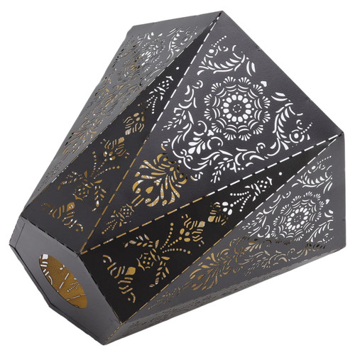 Diydeg Lamp Shades, Modern Scandinavian Style Wrought Iron Hexagonal Carved Metal Lampshade, E27 E26 Black Elegant Floor Lampshade, Easy to Install Lamp Shade for Bedroom Bedside Decoration