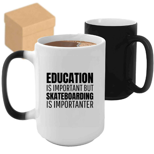 Education Is Important But Skateboarding Is Importanter - Humor Skater Mug - Gift For Skateboarders & Skateboarding Fans - 11oz 15oz Color Changing Mug Education Is Important But Skateboarding Is Importanter - Humor Skater Mug - Gift For Skateboarders & Skateboarding Fans - 11oz 15oz Color Changing Mug