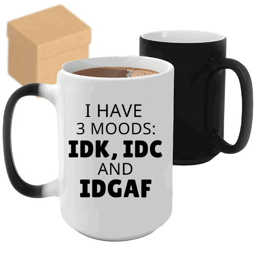 Girlfriend Lover Gift Idea Funny Coffee Mug Idk Idc Idgaf Humor Hippie Fans 11oz 15oz Color Changing Mug