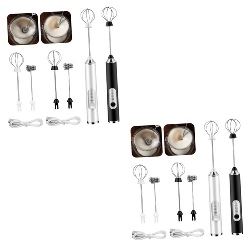 NOLITOY 2pcs Electric Mixer Coffee Frother Egg Beaters Electric Handheld Mixer Frother for Coffee Handheld Electric Milk Frother Whisk Hand Blender Whisks Stainless Steel Handle Chocolate