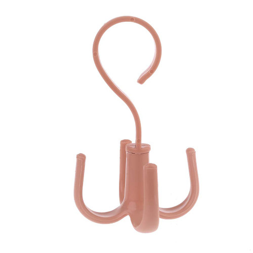 Tebatu 360 Degree Rotating Belt Hanger Scarf Tie Rack Holder Hook Closet Organizer - Pink