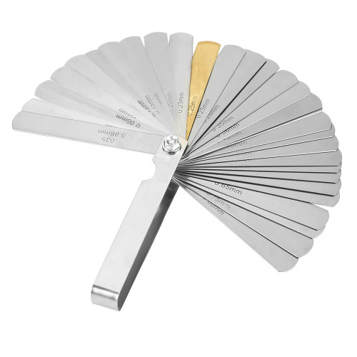 Stainless Steel Feeler Gauge, Foldable 32 Blades Feeler Gauge, Dual Marked Metric and Imperial Gap Measurement Tool for Measuring Gap Width/Thickness (0.04-0.88mm)