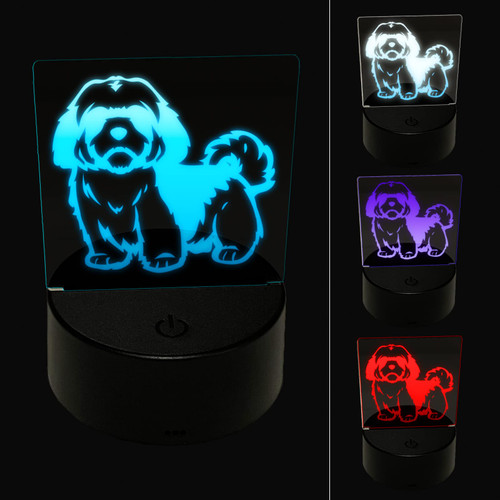 Sniggle Sloth Alert Shaggy Shih Tzu Dog 3D Illusion LED Night Light Sign Nightstand Desk Lamp