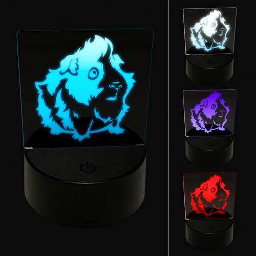 Sniggle Sloth Cute and Hairy Abyssinian Guinea Pig 3D Illusion LED Night Light Sign Nightstand Desk Lamp
