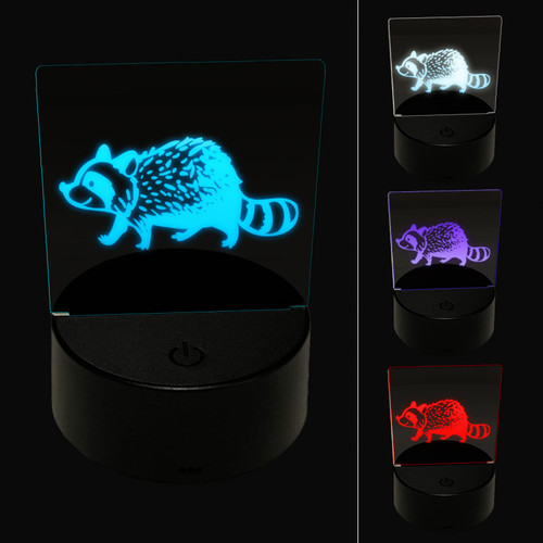 Sniggle Sloth Cute Raccoon Walking 3D Illusion LED Night Light Sign Nightstand Desk Lamp