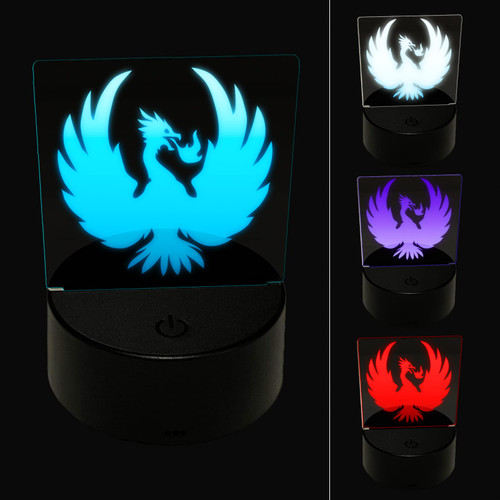 Sniggle Sloth Fire Phoenix Bird Rising 3D Illusion LED Night Light Sign Nightstand Desk Lamp