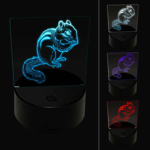 Sniggle Sloth Nibbling Chipmunk 3D Illusion LED Night Light Sign Nightstand Desk Lamp