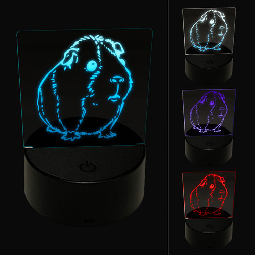 Sniggle Sloth Sweet Guinea Pig 3D Illusion LED Night Light Sign Nightstand Desk Lamp