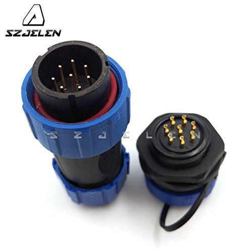 SZJELEN SP21 2Pin-12Pin Waterproof IP67 Panel Mount 21mm Aviation Cable Connector Plug Socket w Cap (8Pin)