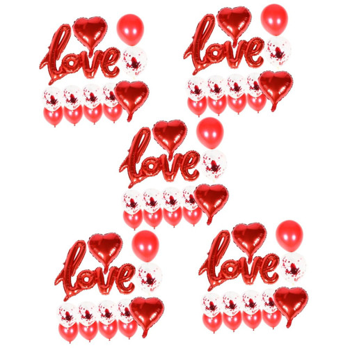 NOLITOY 5 Sets Valentine Confetti Balloons Latex Balloons Valentine Foil Balloons Valentine Party Balloons Engagement Balloons Love Heart Balloons Aluminum Film Emulsion Wedding Supplies
